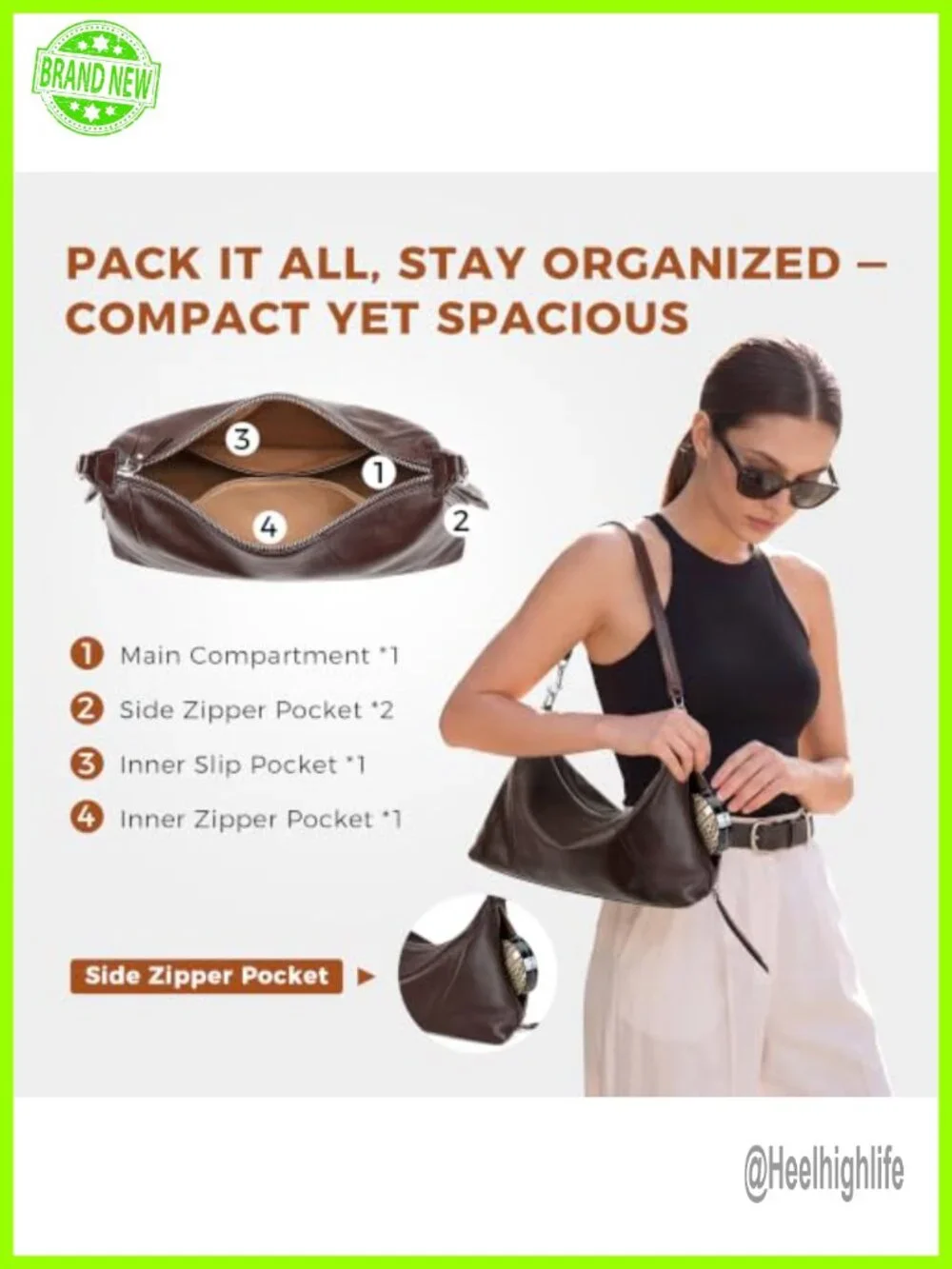 Genuine Leather Hobo Bag, Minimalist Shoulder & Crossbody